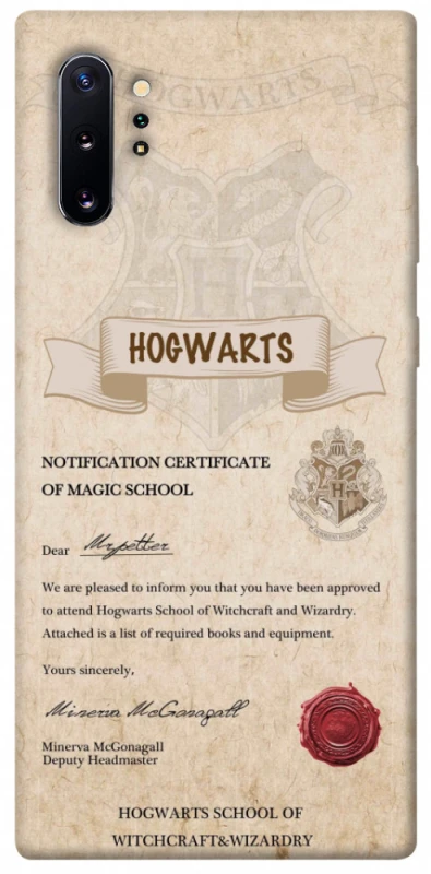 Чехол на Samsung Galaxy Note 10 Plus The Hogwarts acceptance letter фото 1 из 1