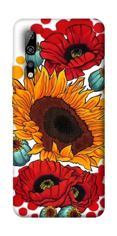 Чохол на ZTE Axon 10 Pro Соняшники та маки фото 1 з 1