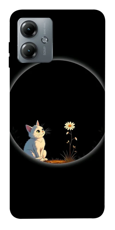 Чехол на Motorola Moto G14 Cat and flower фото 1 из 1