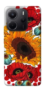 Чехол на Xiaomi Redmi Note 14 4G (Europe version) Подсолнечники и маки фото 1 из 1