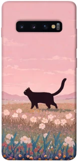 Чехол на Samsung Galaxy S10+ cat on a field фото 1 из 1