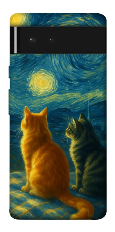 Чехол на Google Pixel 6 Cats under the stars фото 1 из 1