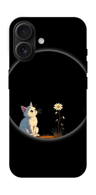 Чехол на Apple iPhone 16 Cat and flower фото 1 из 1