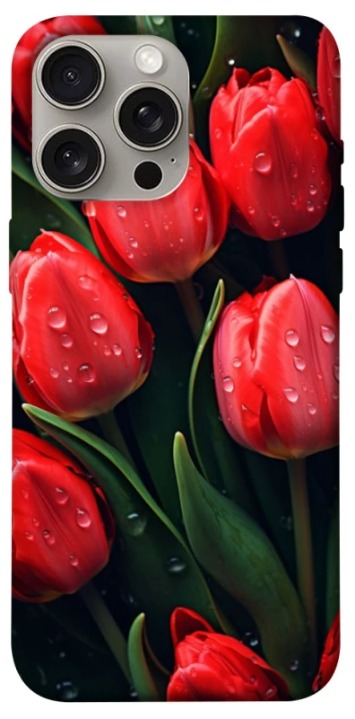 Чохол на Apple iPhone 15 Pro Max (6.7") Червоні тюльпани фото 1 з 1