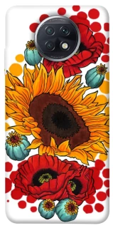 Чехол на Xiaomi Redmi Note 9 5G / Note 9T Подсолнечники и маки фото 1 из 1