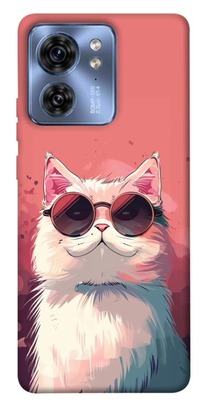 Чохол на Motorola Edge 40 Сat with glasses фото 1 з 1