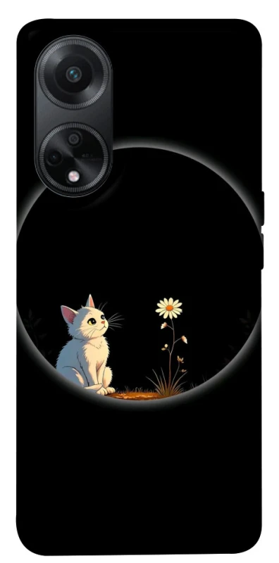 Чехол на Oppo A58 4G Cat and flower фото 1 из 1
