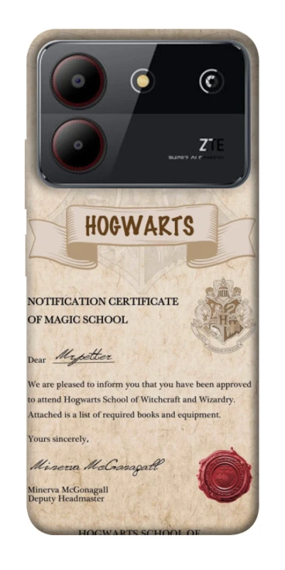 Чехол на ZTE Blade A54 4G The Hogwarts acceptance letter фото 1 из 1