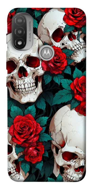 Чохол на Motorola Moto E20 skull and rose фото 1 з 1