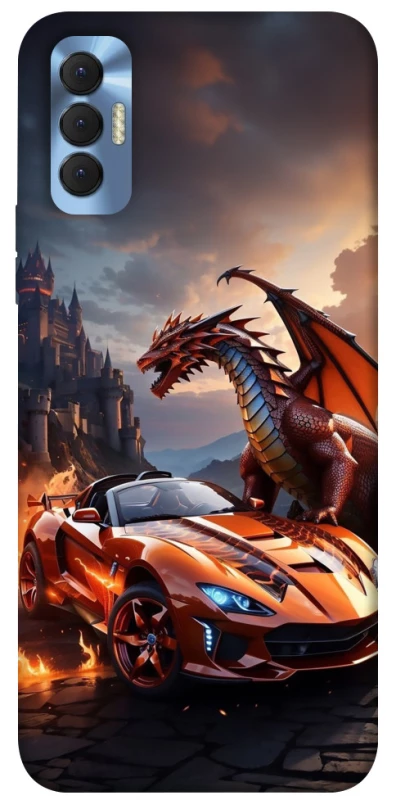 Чехол на TECNO Spark 8P Сar and dragon фото 1 из 1