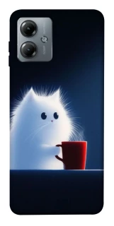Чехол на Motorola Moto G14 Чехол кот с кофе фото 1 из 1