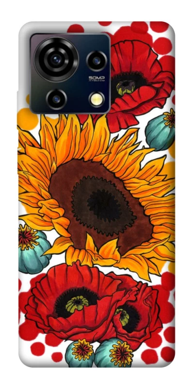 Чехол на ZTE Blade V50 Vita Подсолнечники и маки фото 1 из 1