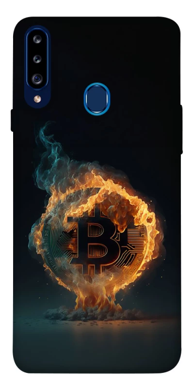 Чехол на Samsung Galaxy A20s Fire Bitcoin фото 1 из 1