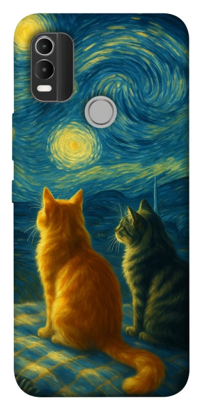 Чохол на Nokia C21 Plus Cats under the stars фото 1 з 1