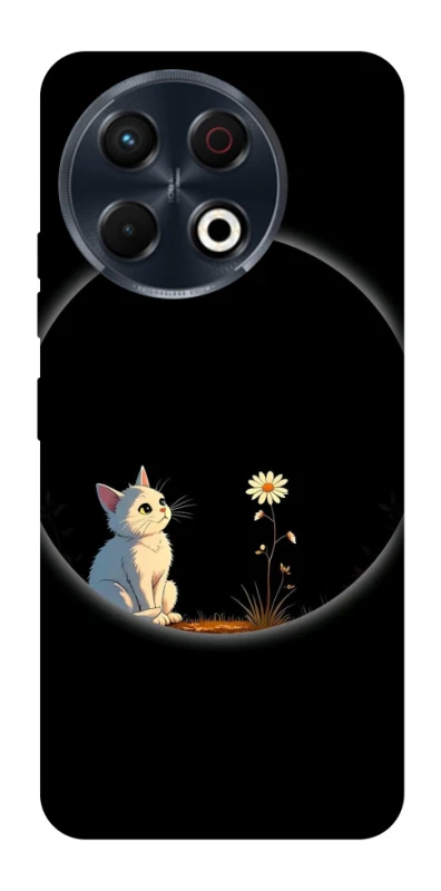 Чехол на TECNO Spark 30 Pro (KL7) Cat and flower фото 1 из 1