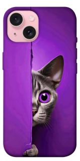 Чехол на Apple iPhone 15 (6.1") Кот-подглядыватель фото 1 из 1