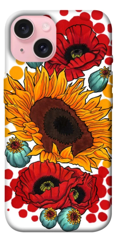 Чохол на Apple iPhone 15 (6.1") Соняшники та маки фото 1 з 1