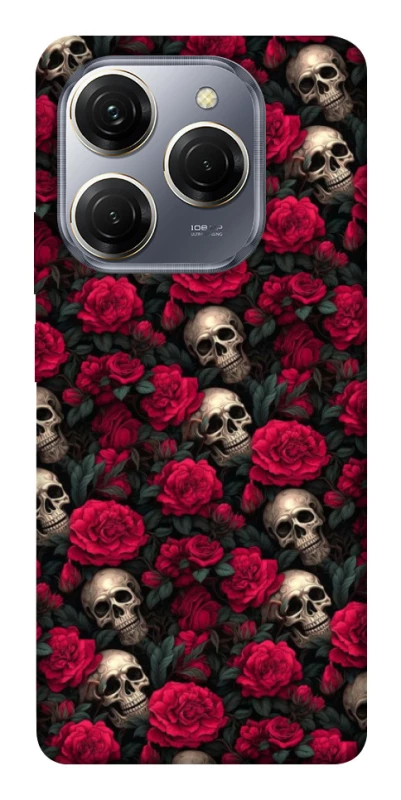Чехол на TECNO Spark 20 Pro Черепа и розы фото 1 из 1