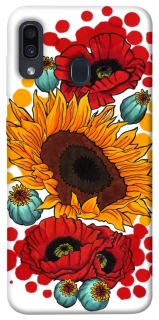 Чехол на Samsung Galaxy A20 / A30 Подсолнечники и маки фото 1 из 1