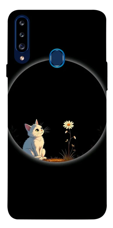 Чохол на Samsung Galaxy A20s Cat and flower фото 1 з 1
