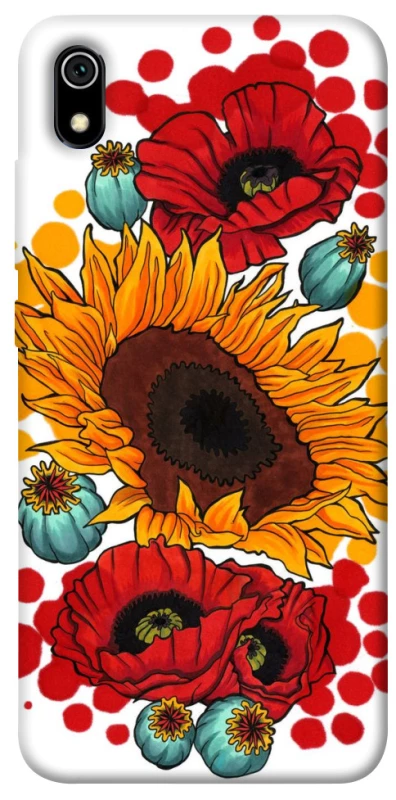 Чохол на Xiaomi Redmi 7A Соняшники та маки фото 1 з 1