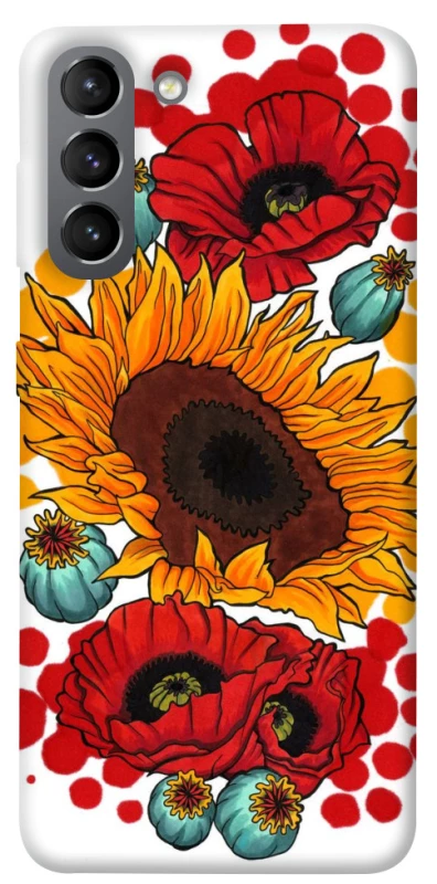 Чехол на Samsung Galaxy S21 Подсолнечники и маки фото 1 из 1