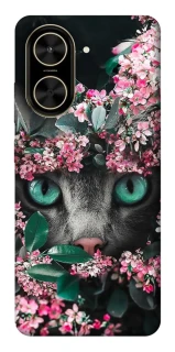 Чохол на Xiaomi Poco C71 Кіт в квітах фото 1 з 1