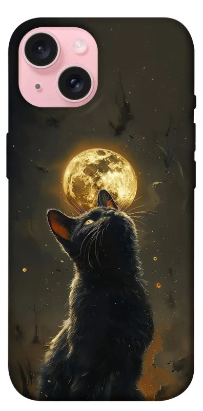 Чохол на Apple iPhone 15 (6.1") Кіт під місяцем v2 фото 1 з 1