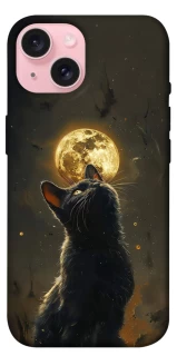 Чохол на Apple iPhone 15 (6.1") Кіт під місяцем v2 фото 1 з 1