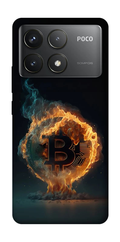 Чохол на Xiaomi Poco F6 Pro Fire Bitcoin фото 1 з 1