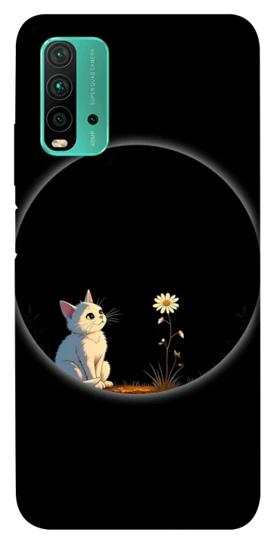 Чехол на Xiaomi Redmi Note 9 4G / Redmi 9 Power Cat and flower фото 1 из 1
