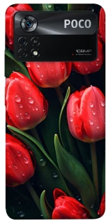 Чохол на Xiaomi Poco X4 Pro 5G Червоні тюльпани фото 1 з 1