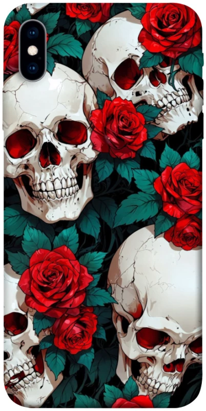 Чехол на Apple iPhone X (5.8") skull and rose фото 1 из 1