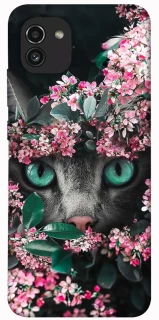 Чохол на Samsung Galaxy A03 Кіт в квітах фото 1 з 1