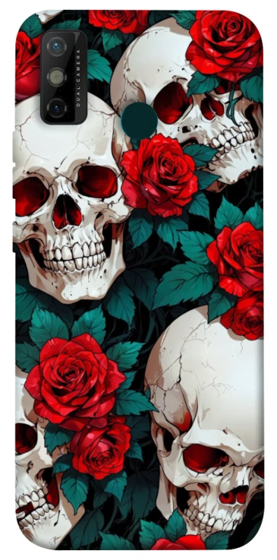 Чехол на TECNO Spark 6 Go skull and rose фото 1 из 1
