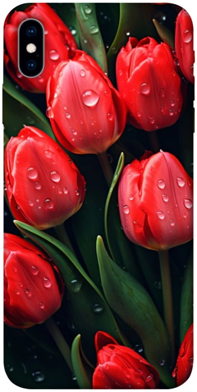 Чехол на Apple iPhone X (5.8") Красные тюльпаны фото 1 из 1