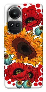 Чехол на Oppo Reno 10 Подсолнечники и маки фото 1 из 1