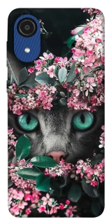 Чохол на Samsung Galaxy A03 Core Кіт в квітах фото 1 Чохол на Samsung Galaxy A03 Core Кіт в квітах фото 1 з 1