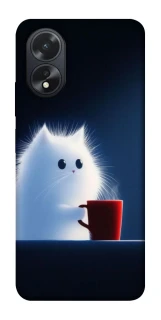 Чехол на Oppo A18 Чехол кот с кофе фото 1 из 1