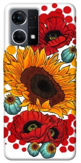 Чохол на Oppo Reno 7 4G Соняшники та маки фото 1 з 1