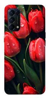 Чехол на Oppo Reno 5 4G Красные тюльпаны фото 1 из 1