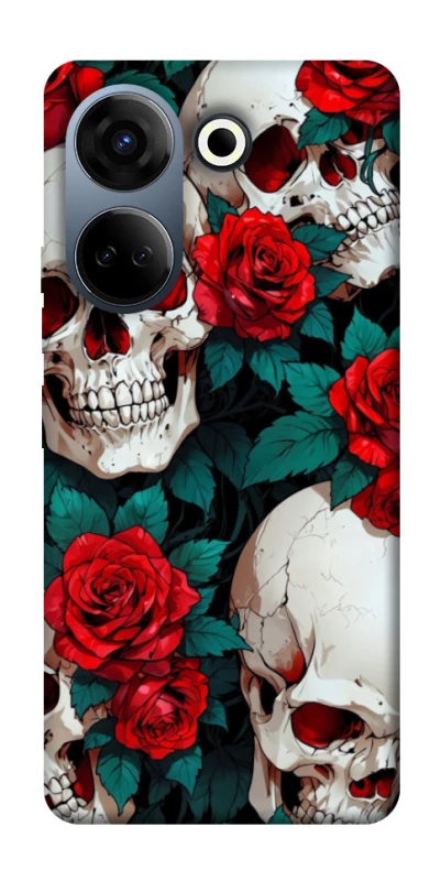 Чохол на TECNO Camon 20 Pro (CK7n) skull and rose фото 1 з 1