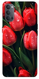 Чохол на Oppo Reno 4 Червоні тюльпани фото 1 з 1