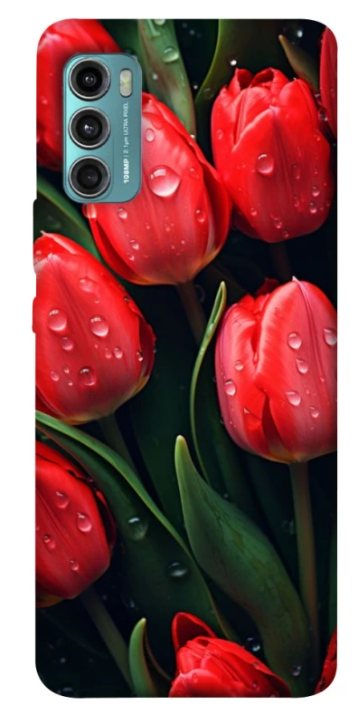 Чохол на Motorola Moto G60 Червоні тюльпани фото 1 з 1