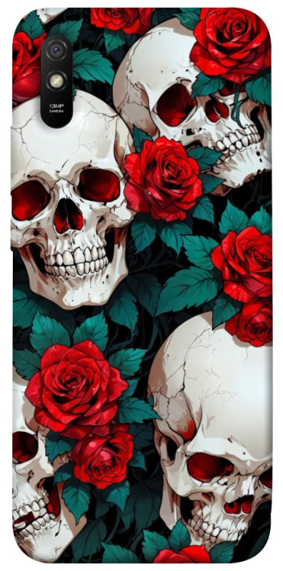 Чохол на Xiaomi Redmi 9A skull and rose фото 1 з 1