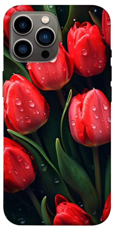 Чехол на Apple iPhone 12 Pro Max (6.7") Красные тюльпаны фото 1 из 1