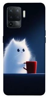 Чехол на Oppo Reno 5 Lite Чехол кот с кофе фото 1 из 1