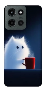 Чехол на Motorola Moto G Power (2025) Чехол кот с кофе фото 1 из 1