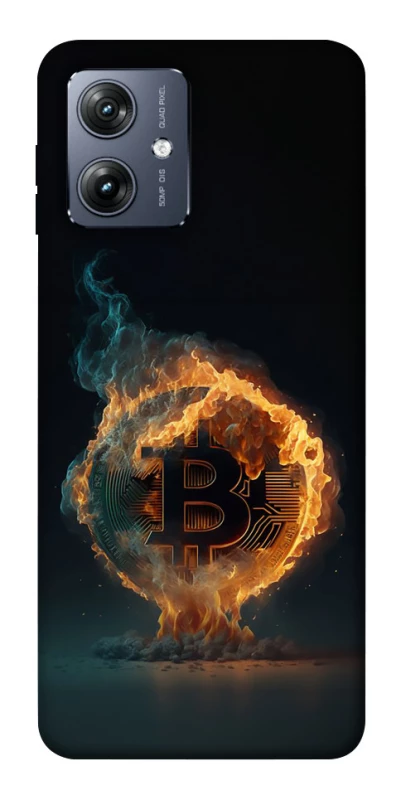 Чохол на Motorola Moto G54 Fire Bitcoin фото 1 Чохол на Motorola Moto G54 Fire Bitcoin фото 1 з 1