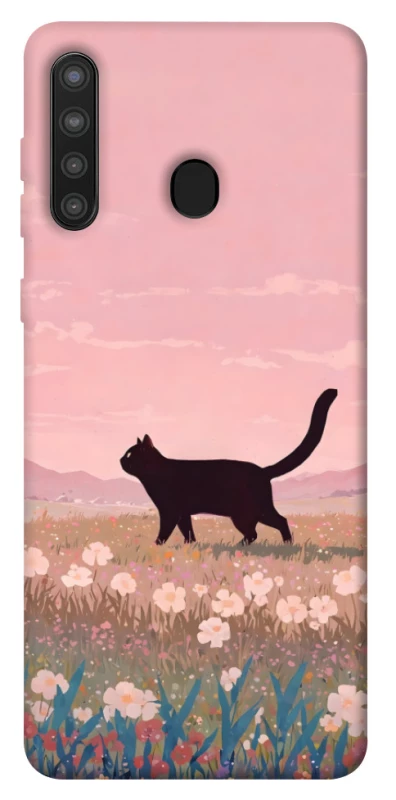Чехол на Samsung Galaxy A21 cat on a field фото 1 из 1